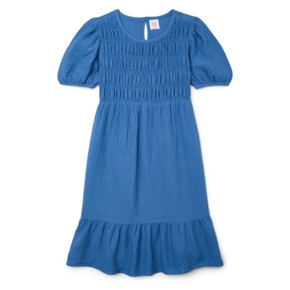 New Wonder Nation Girls Bohemian Smocked Guazy Dress Blue Size Xl 14 16 Nwt
